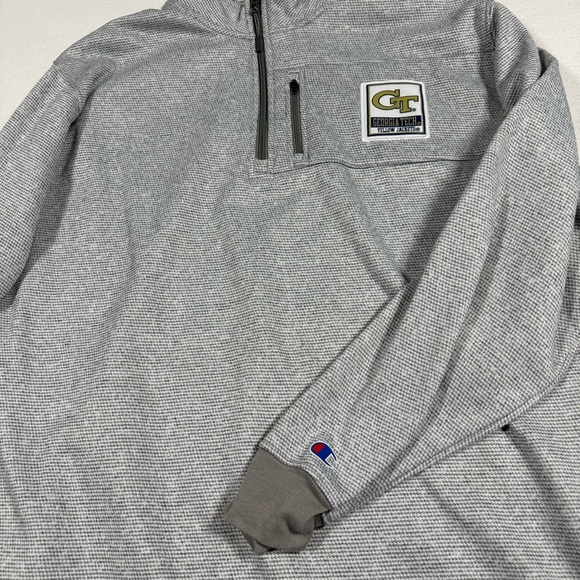 Champion GEORGIA TECH Gray 1/4 Zip pullover Sweater Men's LARGE - Picture 3 of 9